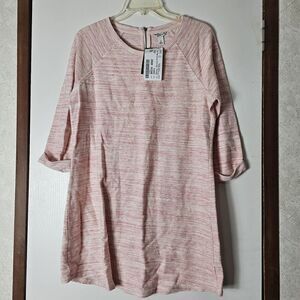 L.l Bean Ottoman Rib Tunic 3/4 Sleeve Mineral Red Heather Women's Size Small Nwt